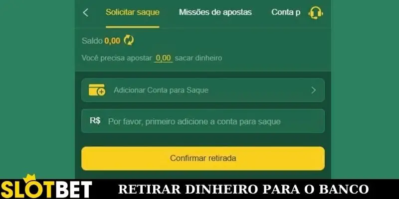 Retirar dinheiro para o banco